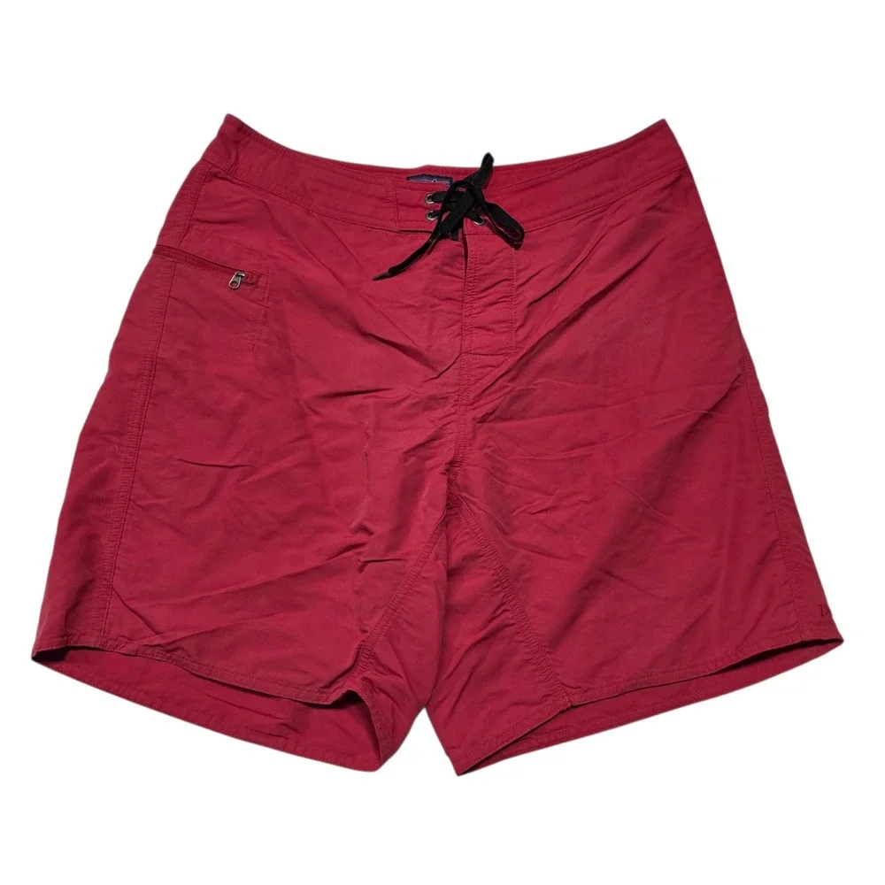 Patagonia Red Board Shorts Swim Trunks Men's Size 33 Zip Pocket Drawstring‎